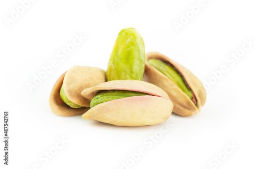 Wallpaper Mural Peeled roasted pistachios isolated on white background, healthy nut Torontodigital.ca