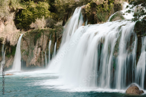 Beautiful waterfall in Krka National Park Croatia © RoMiEg