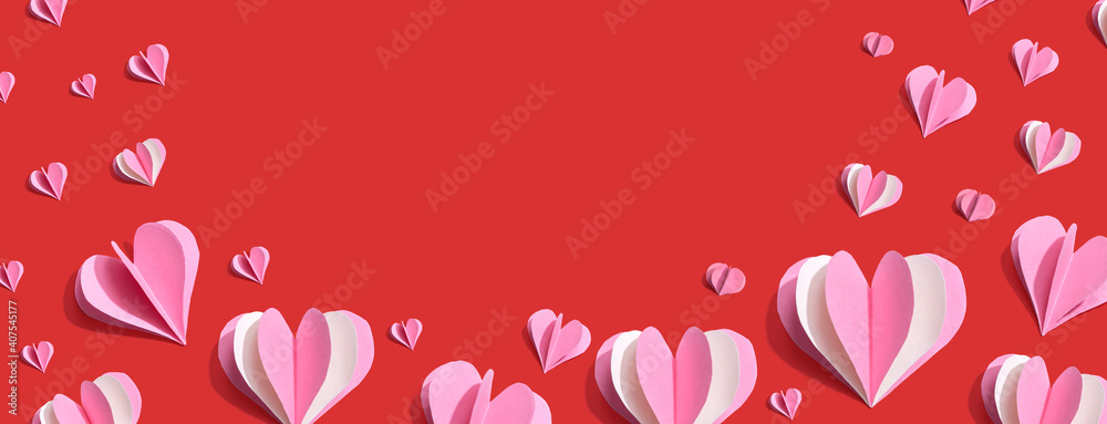 Valentines day or Appreciation theme with paper craft hearts