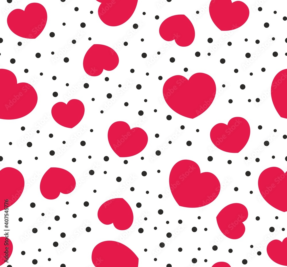 Endless seamless pattern of hearts of different sizes. Pink red vector hearts. Wallpaper for wrapping paper. Background for Valentine's Day Endless seamless pattern of hearts of different sizes. Pink red vector hearts. Wallpaper for wrapping paper. Background for Valentine's Day