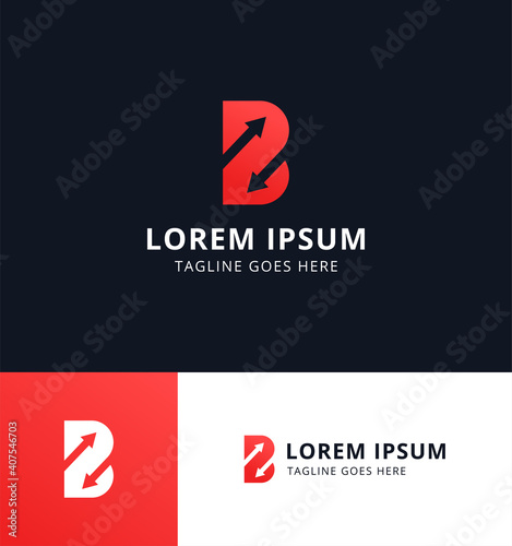 Modern arrow letter b logo design. Icon template for brand with simple style and memorable shape.