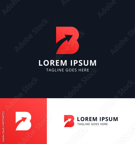 Modern arrow letter b logo design. Icon template for brand with simple style and memorable shape.
