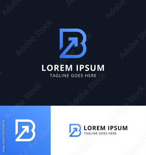 Modern arrow letter b logo design. Icon template for brand with simple style and memorable shape.