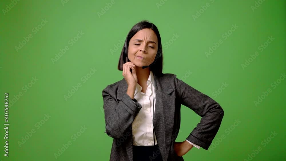 woman in business uniform having doubts while scratching head woman in business uniform having doubts while scratching head