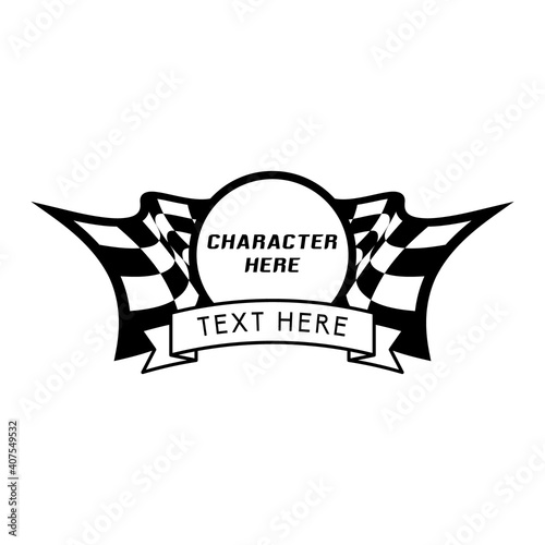Race flag, checkered flag chess board logo template