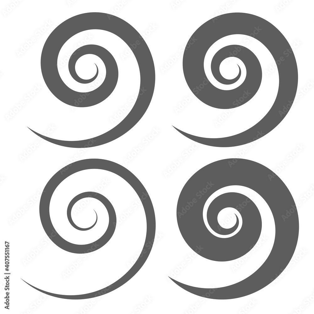 Set of Round swirl isolated icon, vintage baroque ornament.