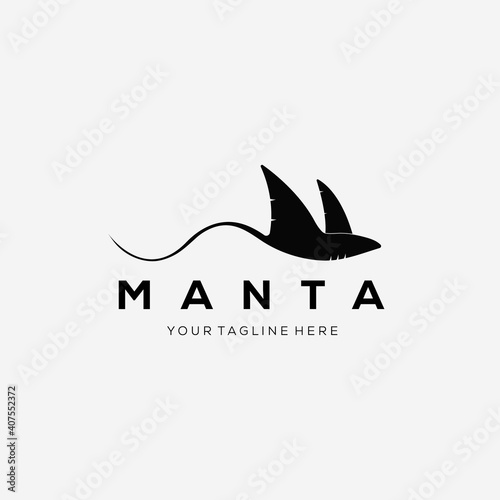 silhouette manta fish logo vector illustration design. stingray swimming symbol