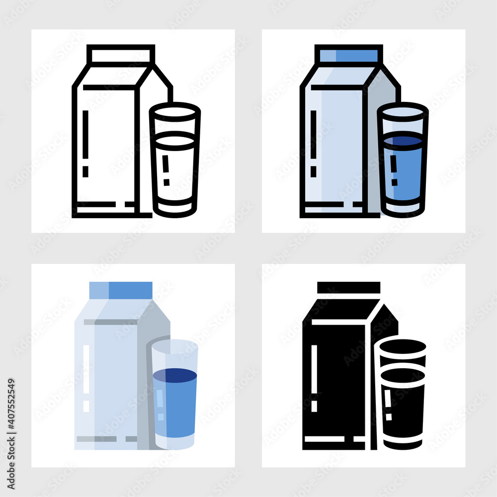 Milk icon vector design in filled, thin line, outline and flat style. Milk icon vector design in filled, thin line, outline and flat style.