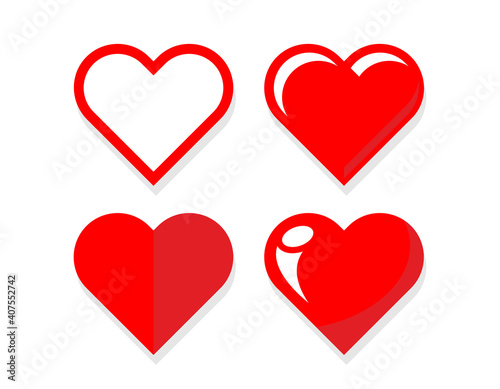 Valentine heart shape icons set. Vector on transparent background