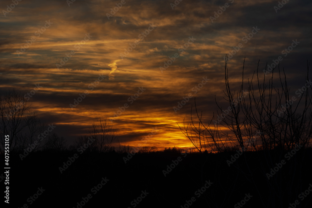 Fototapeta premium sunset over the lake