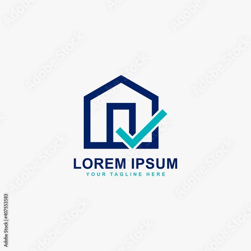Free Download Home and checklist logo design vector. Real estate logo sign. - GFXLoad