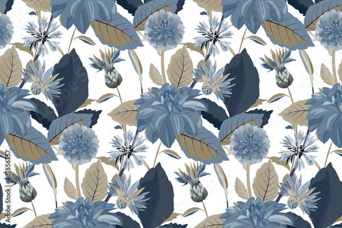 Fotografie, Obraz Vector floral seamless pattern