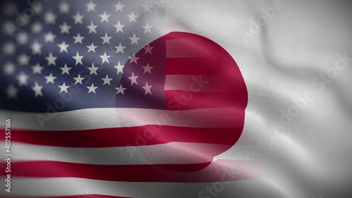 USA Japan Flag Mix Textured Waving Front Background HD