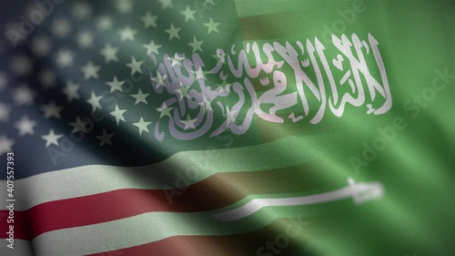 USA Saudi Arabia Flag Mix Textured Waving Close Up Background HD