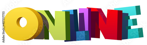 Colorful illustration of "Online" word