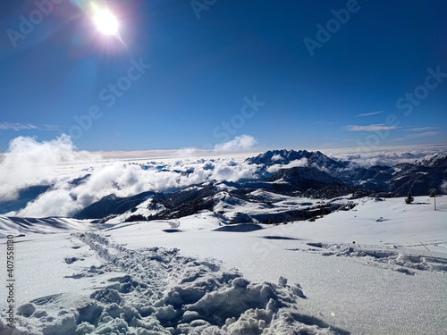 snow covered mountains