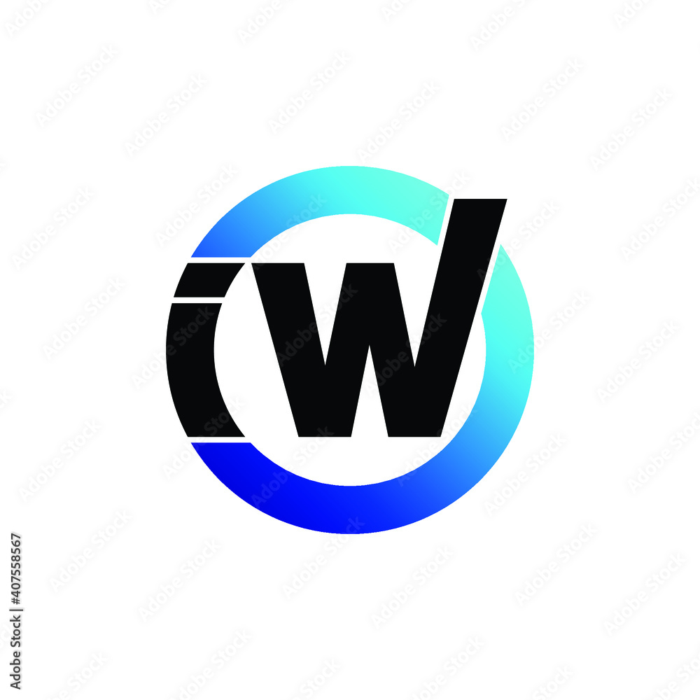 Letter IW circle logo design vector Letter IW circle logo design vector