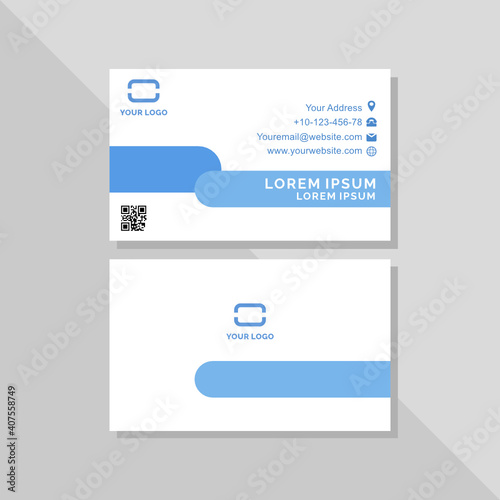 Creative double side business card blue elegant cleant and minimalist design with free icon info  photo