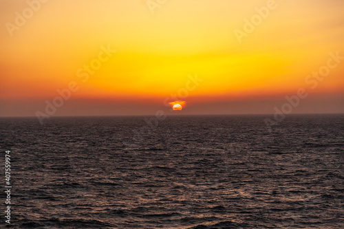                   Sunset on the ocean
