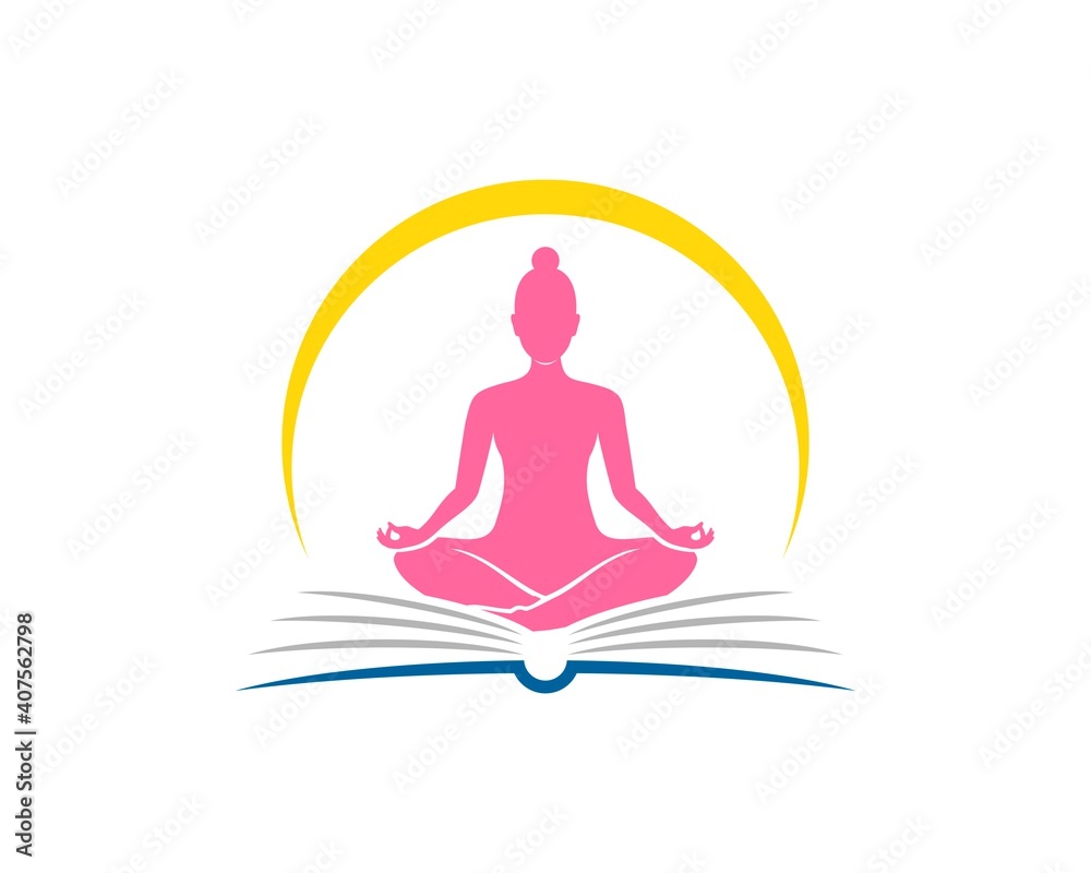 Abstract book with beautiful women yoga and swoosh Abstract book with beautiful women yoga and swoosh