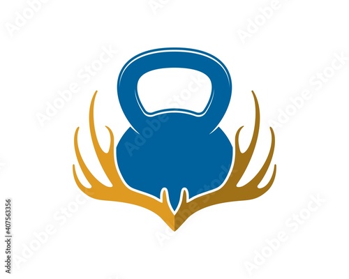 Gym kettle bell with deer antlers