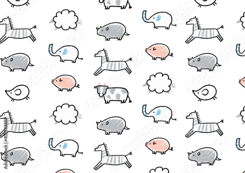 動物と植物模様_シームレス01