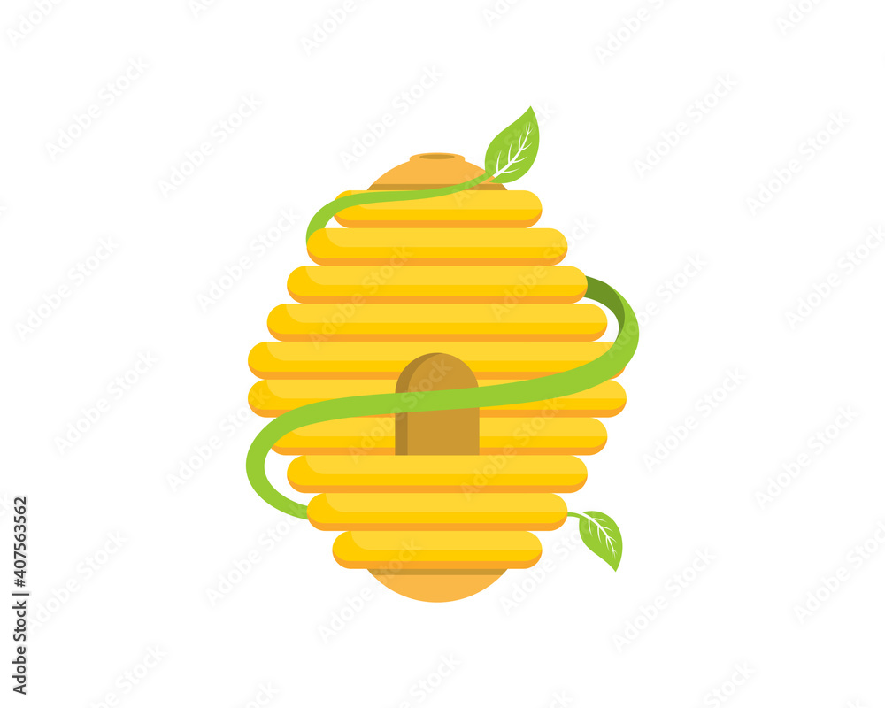 Beehive with green leaves surrounding Beehive with green leaves surrounding