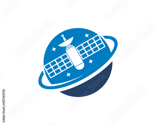 Satellite inside the planet logo