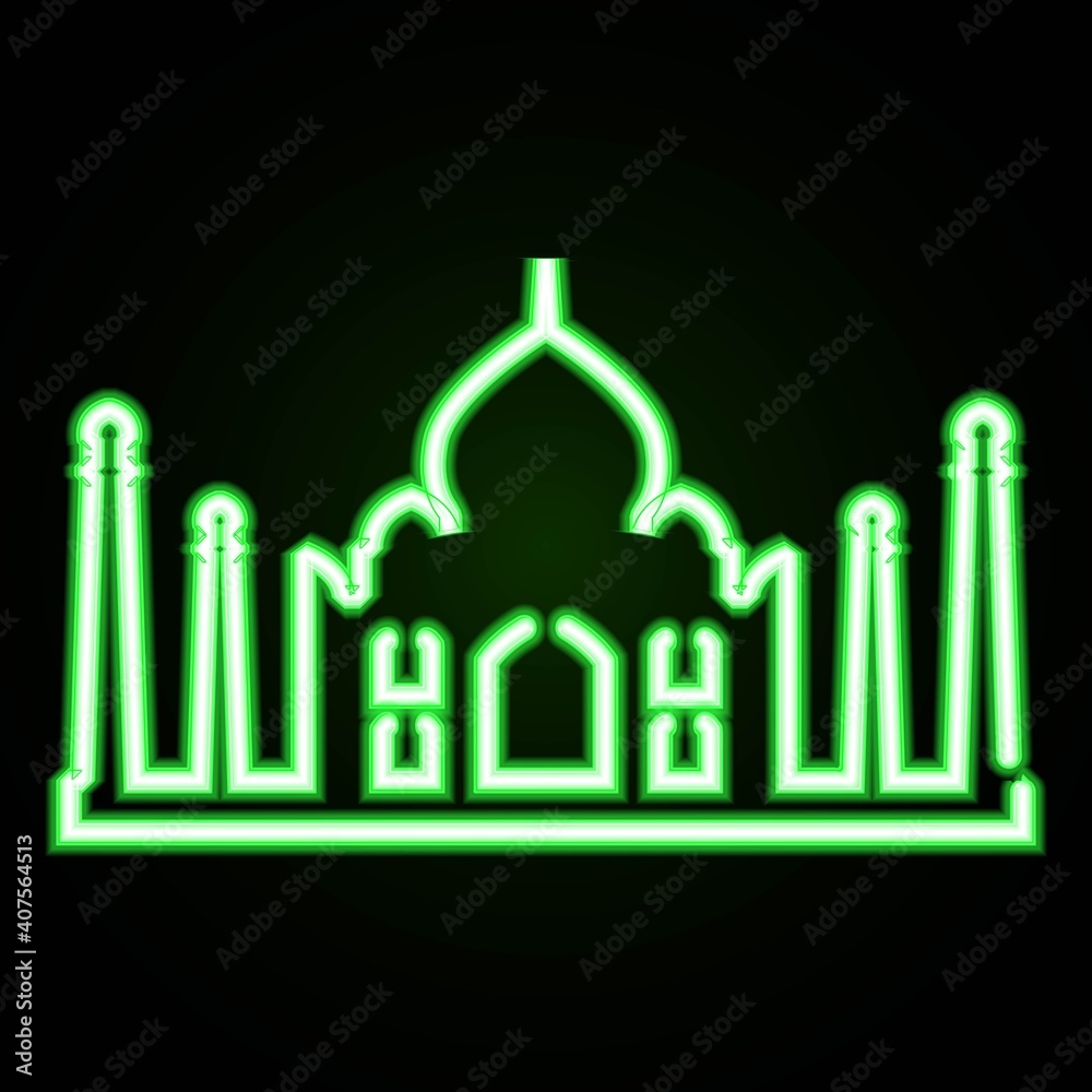 India taj mahal neon icon. Vector illustration symbol, ready to use, for banner, website, print promotional. India taj mahal neon icon. Vector illustration symbol, ready to use, for banner, website, print promotional.