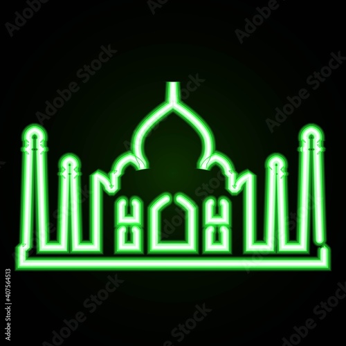 India taj mahal neon icon. Vector illustration symbol, ready to use, for banner, website, print promotional.