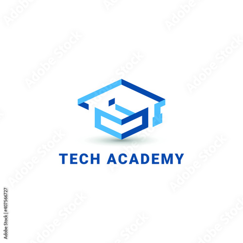 Initial I combine with toga hat icon for education business logo design template