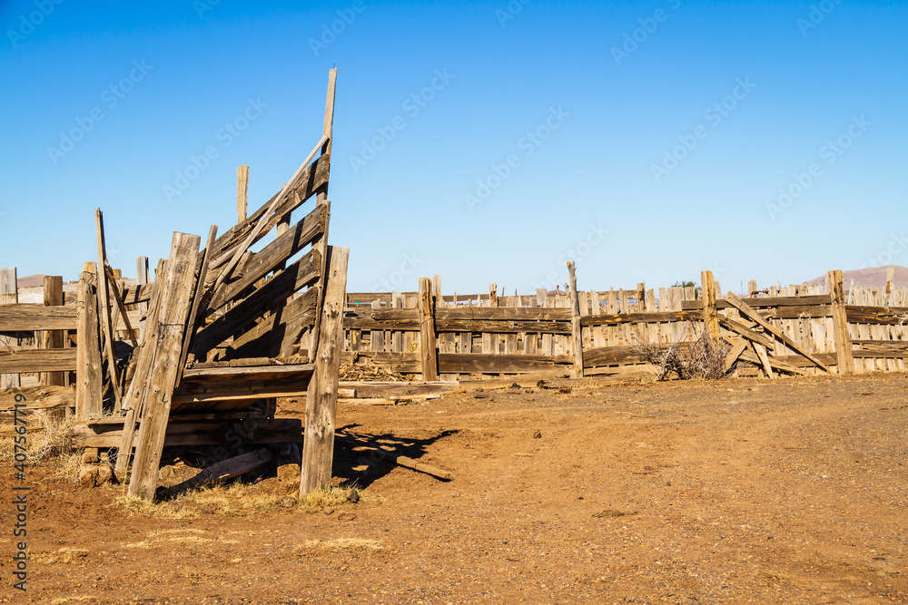 An old cattle corral in the desert of Arizona. An old cattle corral in the desert of Arizona.