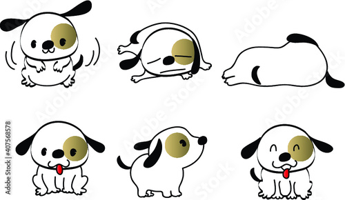 vector dog puppy emoji life action set