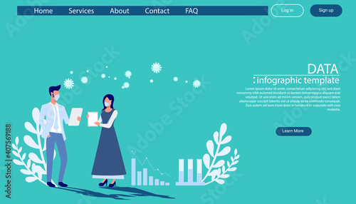 Scientists researching COVID 19.Illustration medical How to prevent covid-19 virus Infographics template.
