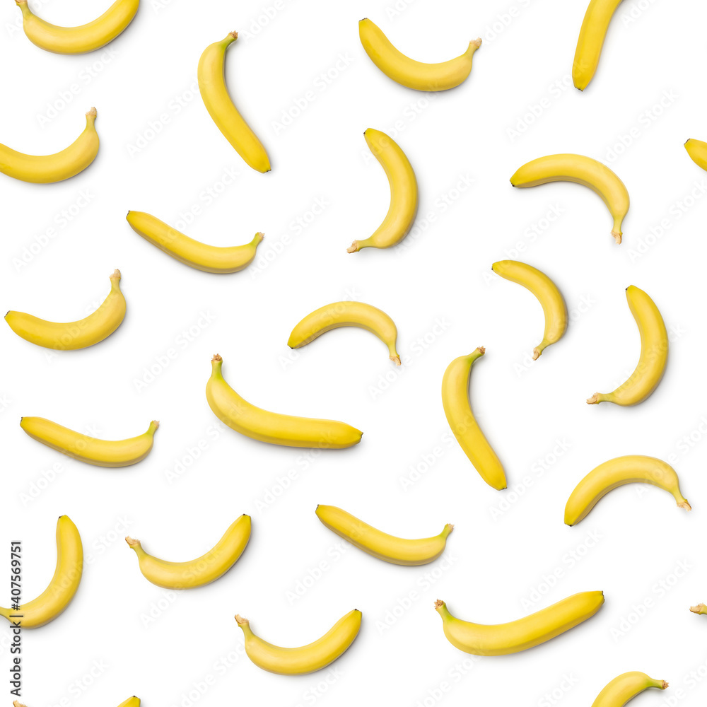 Seamless pattern with banana. Abstract white background