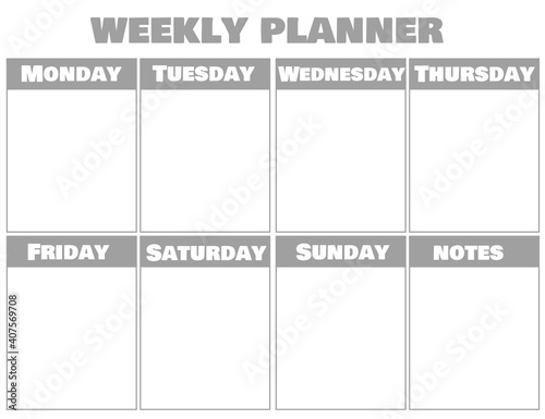 Blank weekly planner.Calendar template.Schedule for planning for the week.