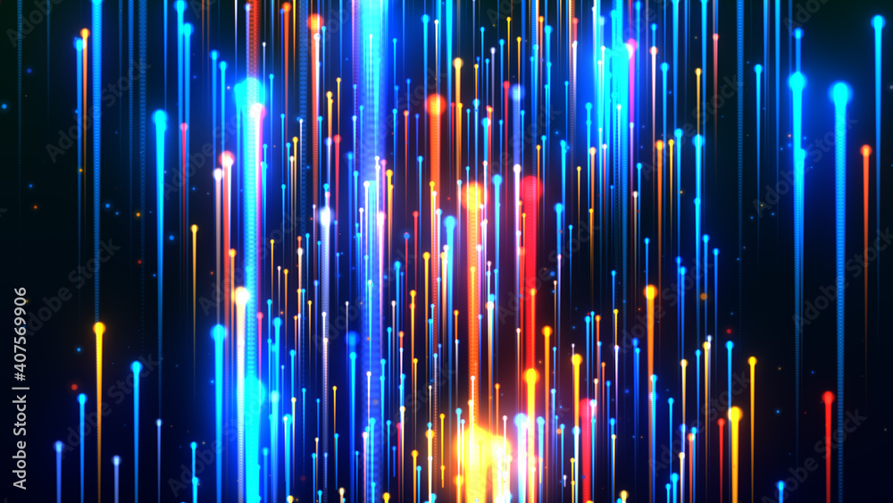 Abstract Shiny Colorful Vertical Dotted Straight Lines With Glitter Dust Moving Upward Background