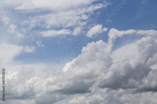 Blue sky with clouds background.