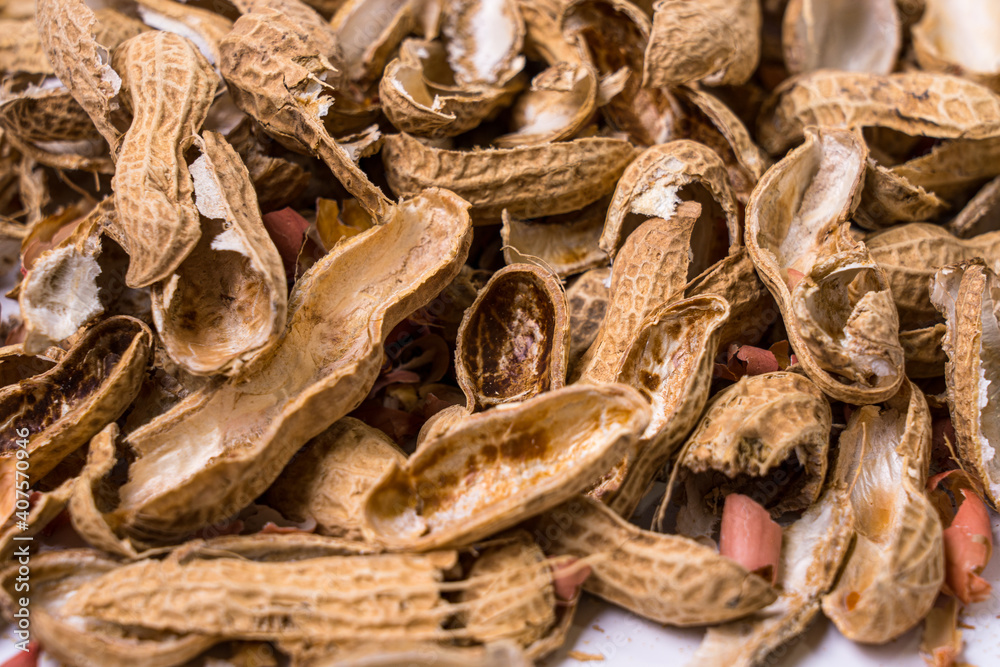 Large amount of peanut shells Large amount of peanut shells
