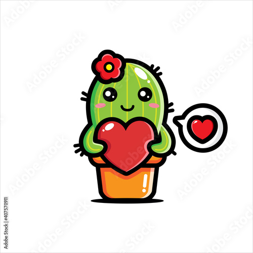 cute cactus character vector design