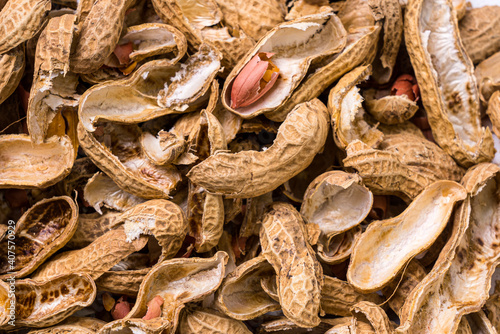 Large amount of peanut shells