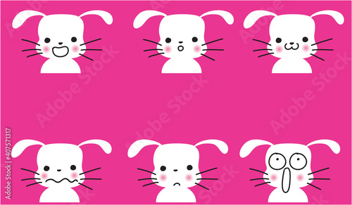 vector cartoon rabbit emoji life action set