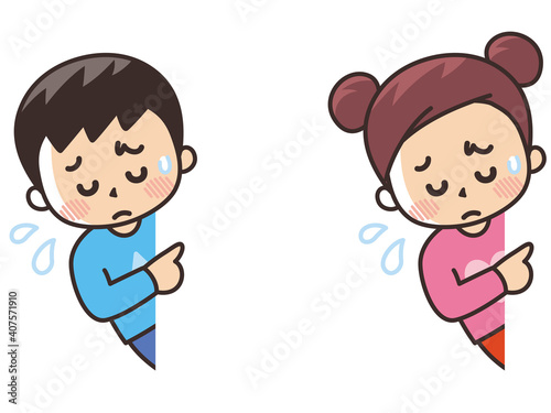 紹介　顔出し　困り顔の子供
