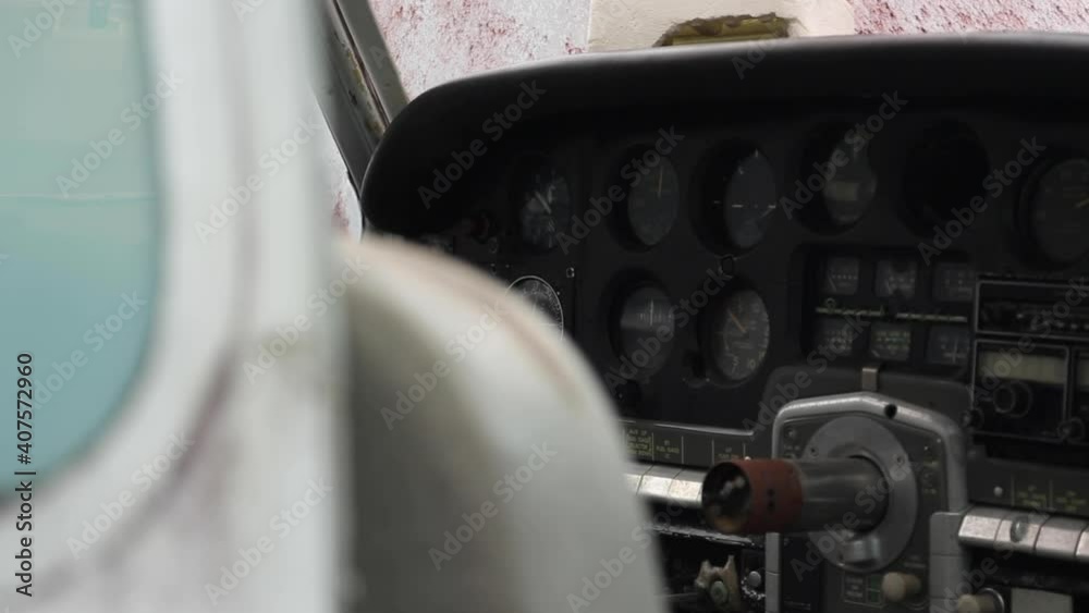 Interior Of Small Abandoned Plane Close Up Interior Of Small Abandoned Plane Close Up
