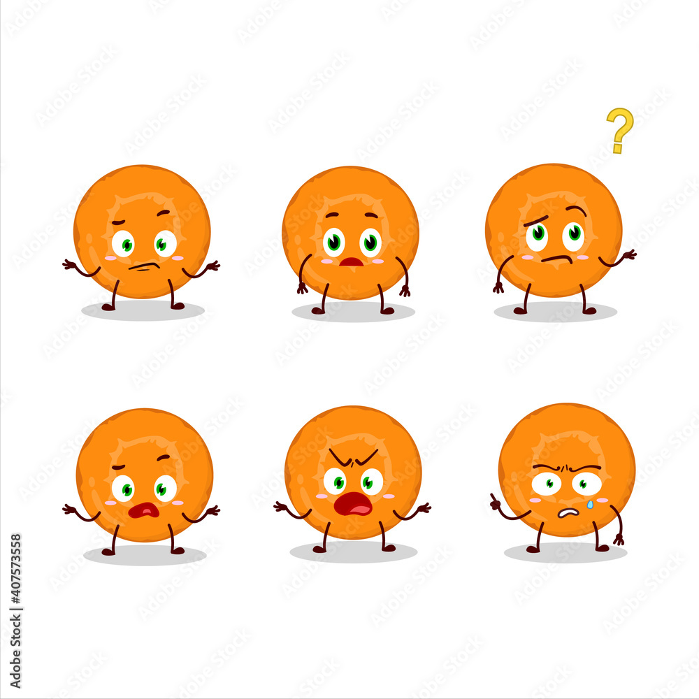 Cartoon character of slice of carrot with what expression Cartoon character of slice of carrot with what expression