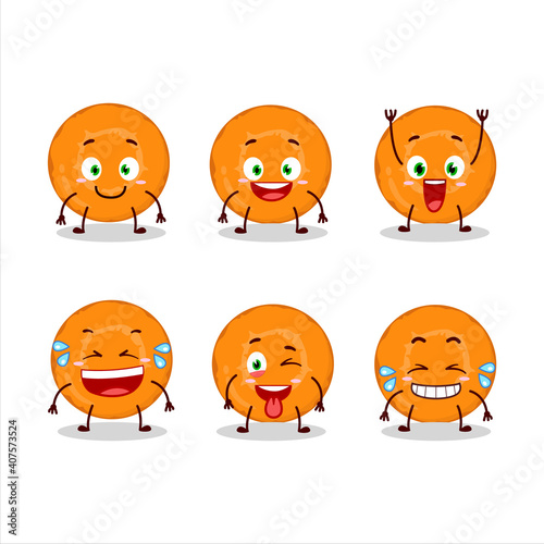 Fototapeta Naklejka Na Ścianę i Meble -  Cartoon character of slice of carrot with smile expression