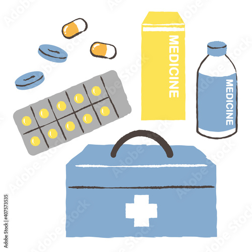 simple illustration of medicines with brush
