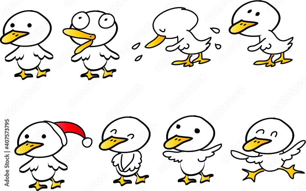 vector cartoon duckling emoji set vector cartoon duckling emoji set
