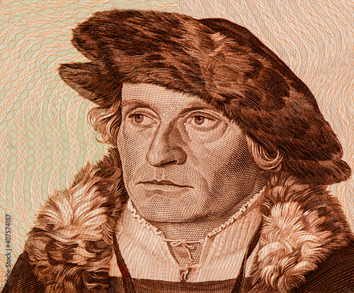 Hans Urmiller by Barthel Beham (about 1525), Portrait from Germany 50 Deutsche Mark 1980 Banknotes.. photo