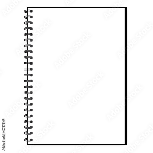 Blank vertical notebook on white background. Blank copybook. Booklet template. Stock image. EPS 10.